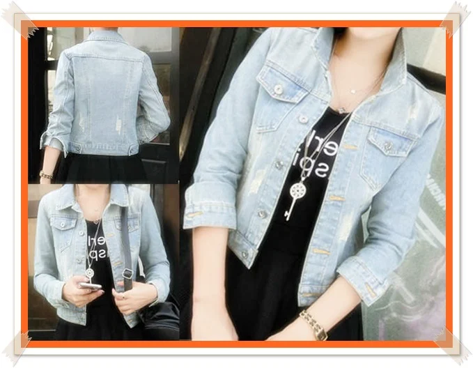 contoh jaket jeans wanita ukuran besar