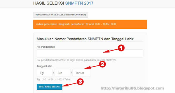 Pengumuman hasil Seleksi Nasional Masuk Perguruan Tinggi Negeri atau SNMPTN sudah dapat di Cara Melihat Pengumuman Hasil SNMPTN 2017