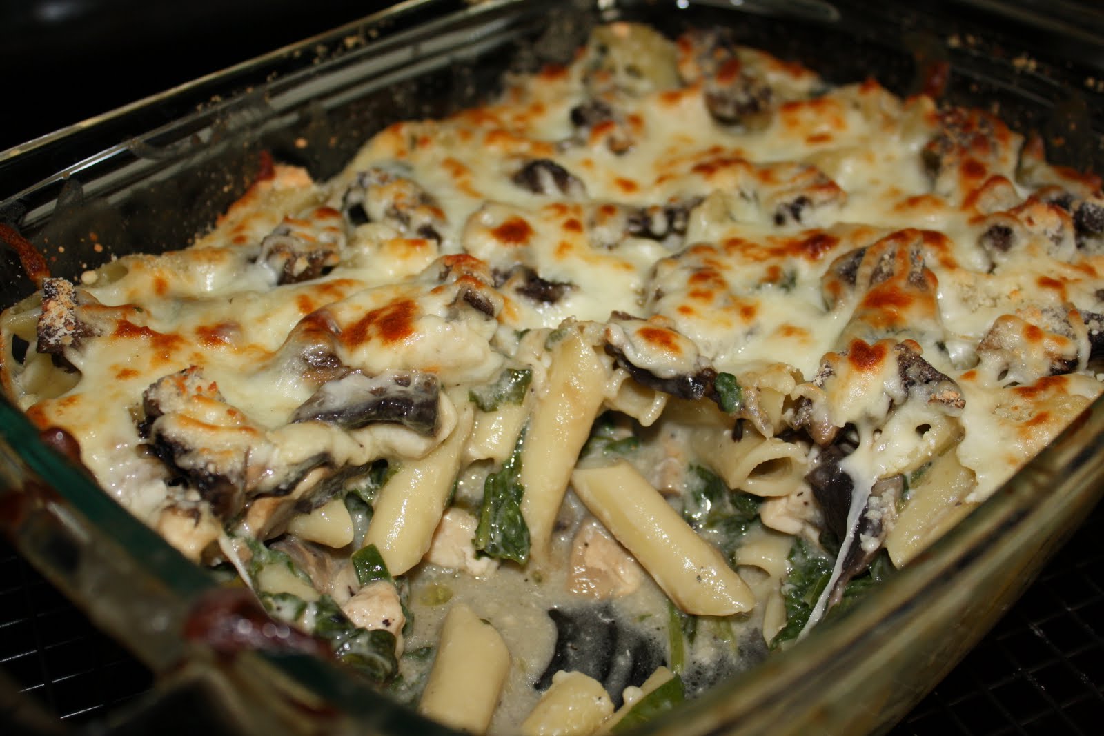 Savor The Thyme Chicken Spinach Mushroom Pasta Bake
