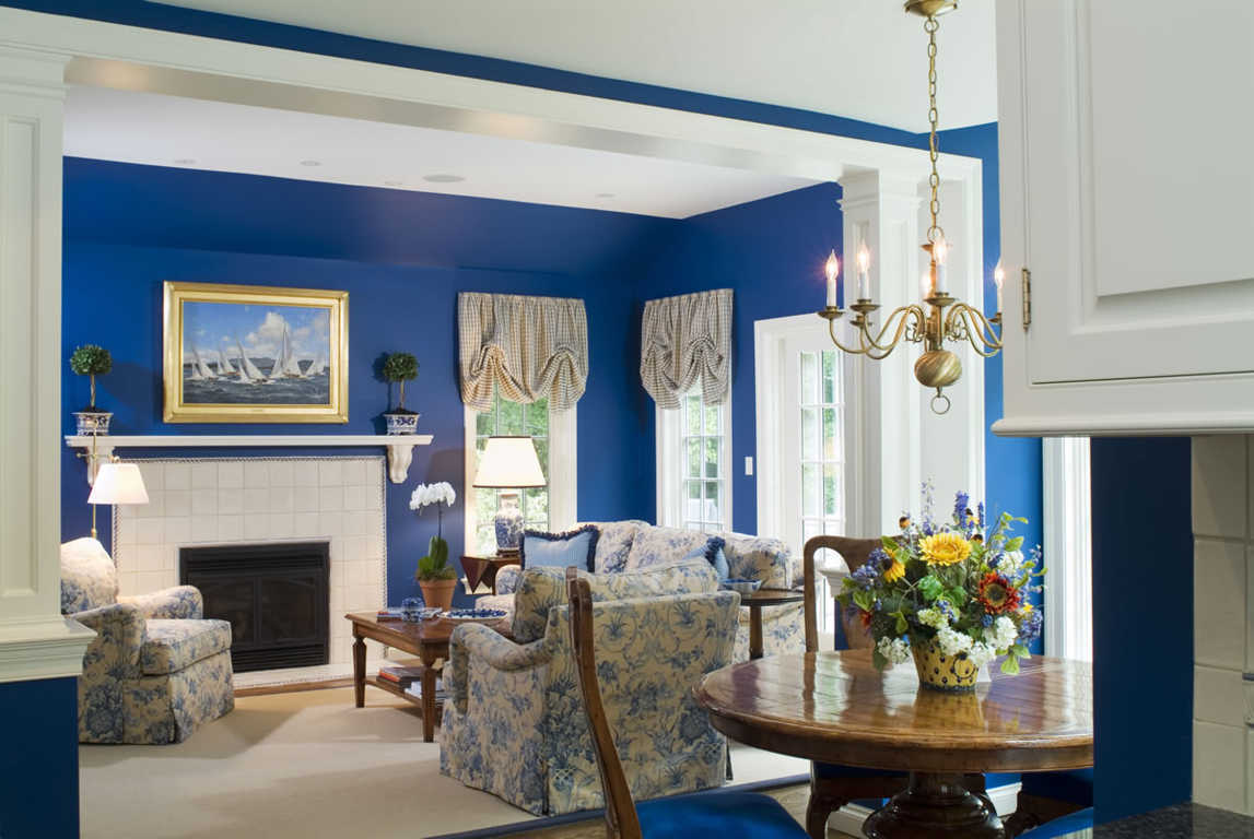 50 Dekorasi  Interior Ruang  Tamu Dengan Warna Cat Biru 