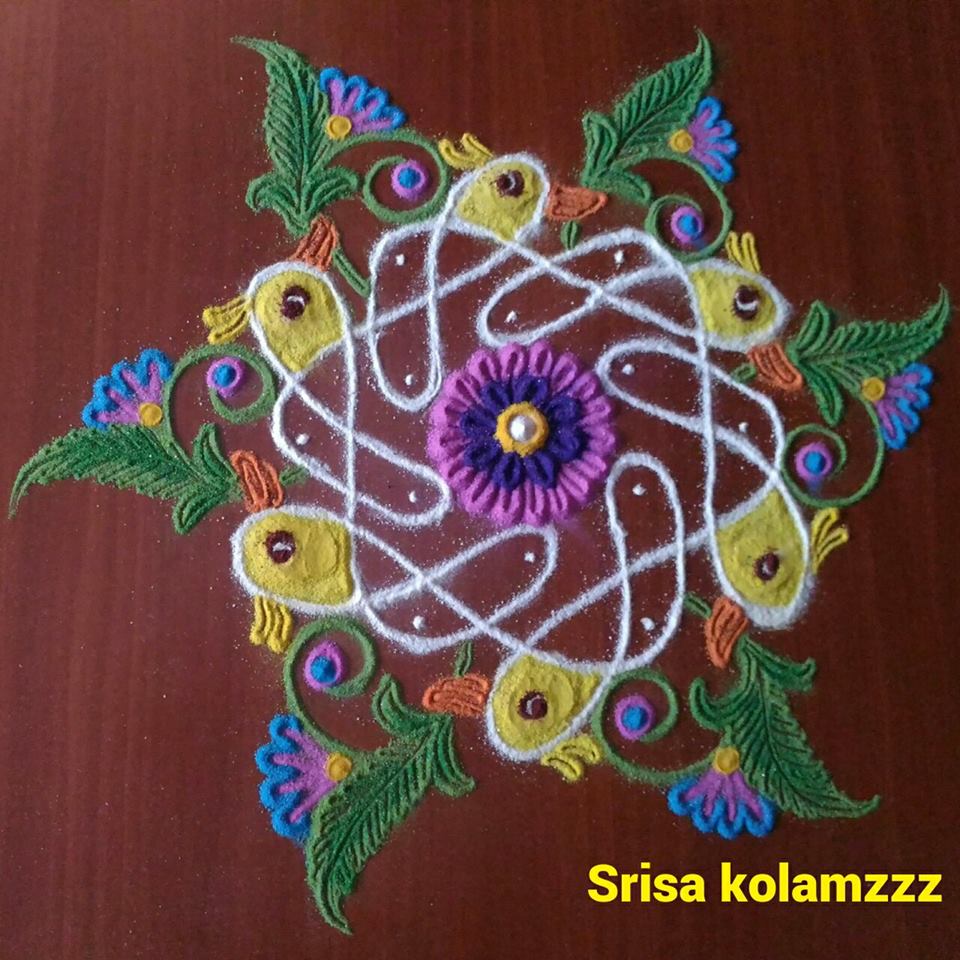 TELUGU WEB WORLD BIG CIRCLED FLOOR DESIGN RANGOLI ART PATTERNS 2018