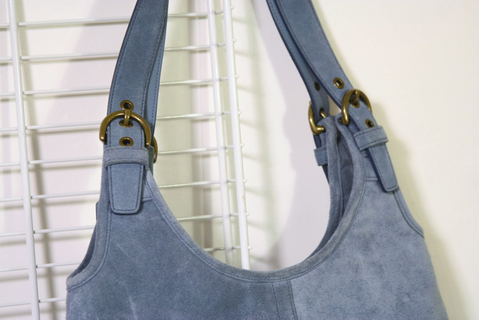 Shop Beneath the Glass SOLD Coach Blue Suede Hobo Handbag