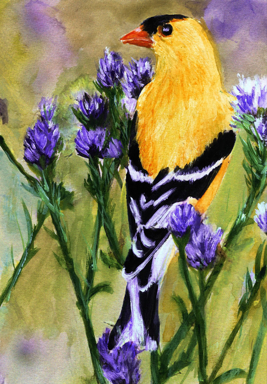 Wildlife Art International: Goldfinch Bird Art by Mary Jo Zorad