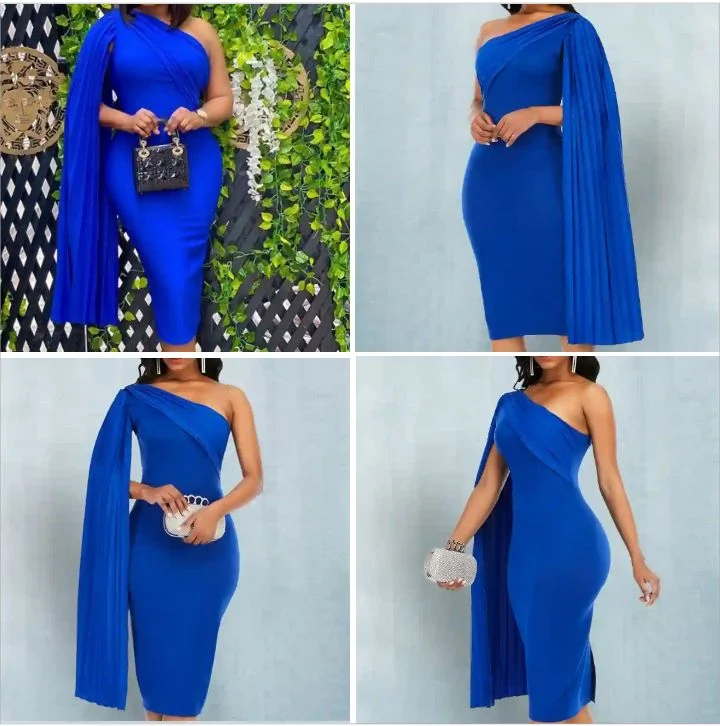 Aomei Women's Party Dress: Casual Off-Shoulder Pleated Body-Fitted Dress for Ladies - Elegant Female Bodycon Kneel-Length Wear