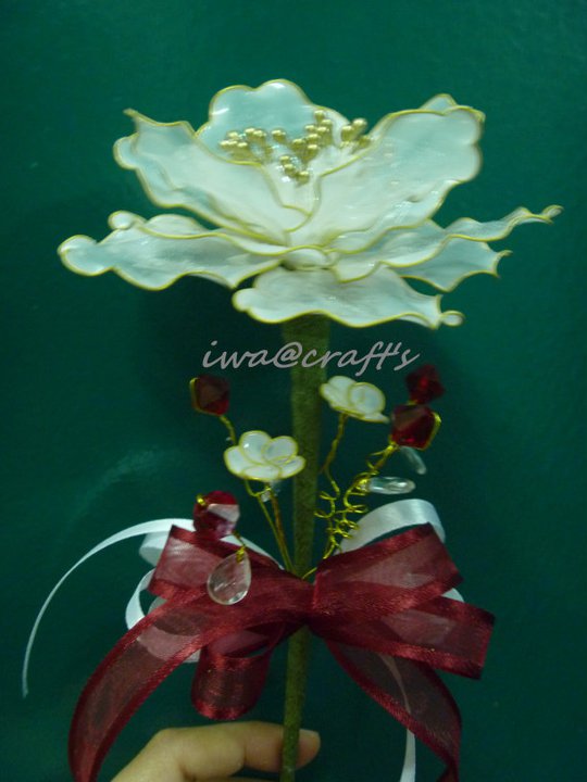 eiwacrafts Bunga  Pahar Dip Putih merah  gold 