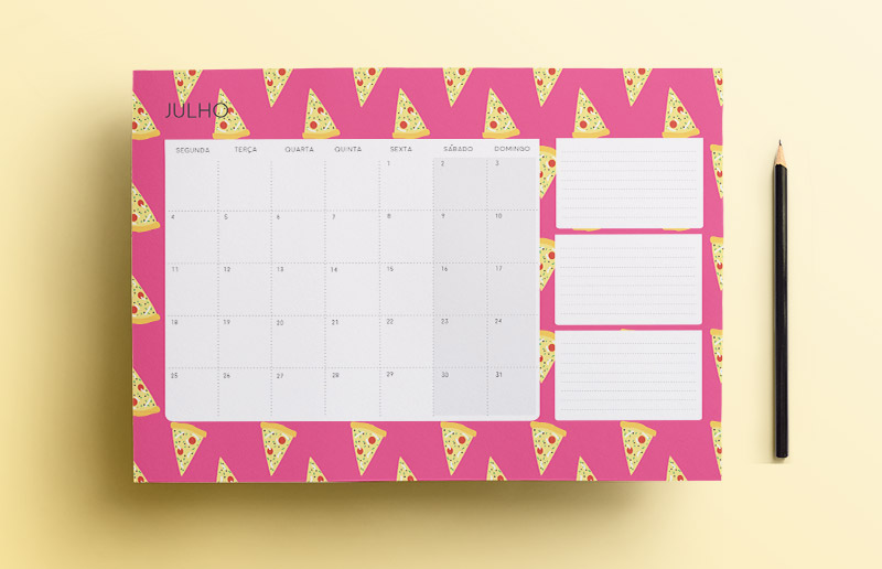 Calendário lindo de julho para imprimir (de graça) e ajudar na organização do mês!