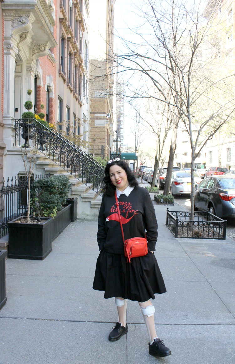 A Vintage Nerd, Kate Spade Red Crossbody, Retro Fashion Blog, eShakti Black Dress