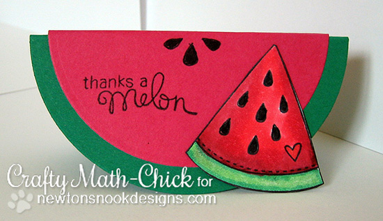 Watermelon card by Crafty Math-Chick | Sweet Summer Stamp Set | Newton's Nook Designs