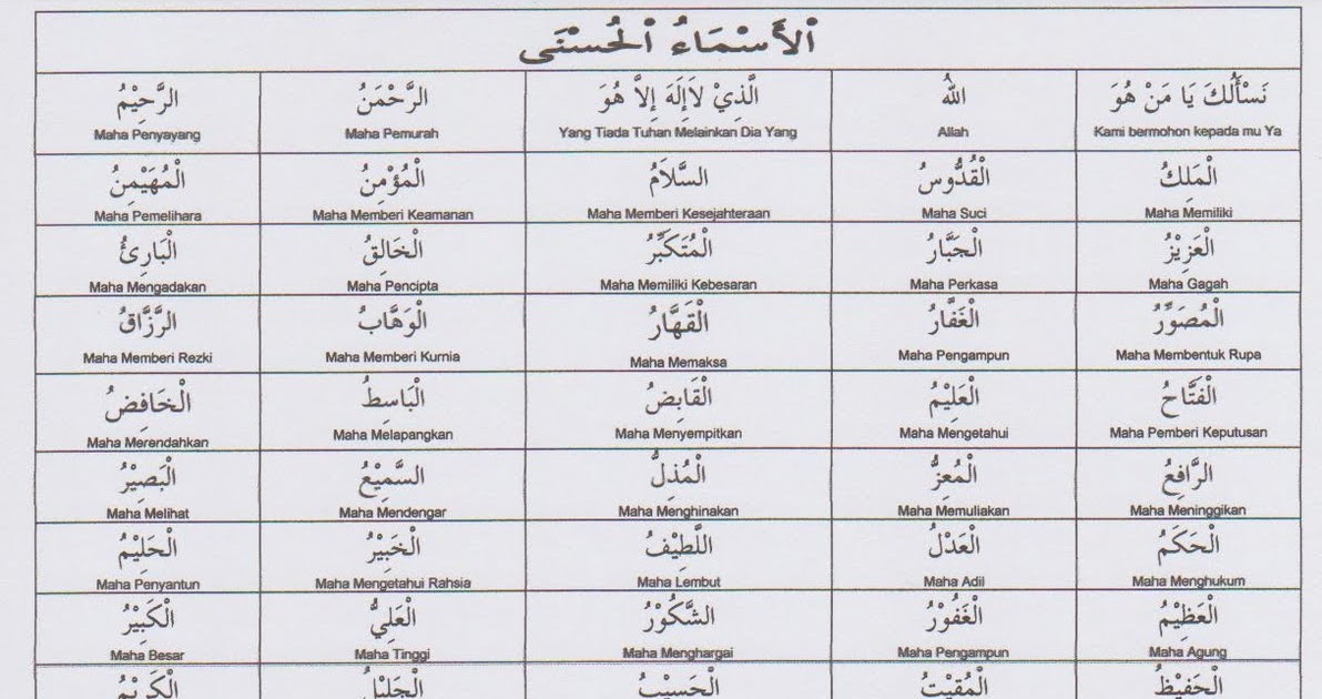 Asmaul Husna Teks Teks Arab Dan Teks Latin Asmaul Husna