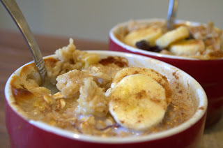 Cinnamon Banana Oatmeal with Raisins  from Behind the Blonde
