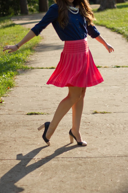 Coral Pleated Skirt | Caralina Style