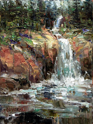 waterfall painting paintings landscape watercolor ford yellowstone oil julie oliver sylvan pass canvas landscapes impressionist waterfalls painted fine artwork dailypainters
