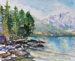 watercolor lake jenny teton painting grand park national landscape impressionism pine abstract janice sold trees trane jones paper
