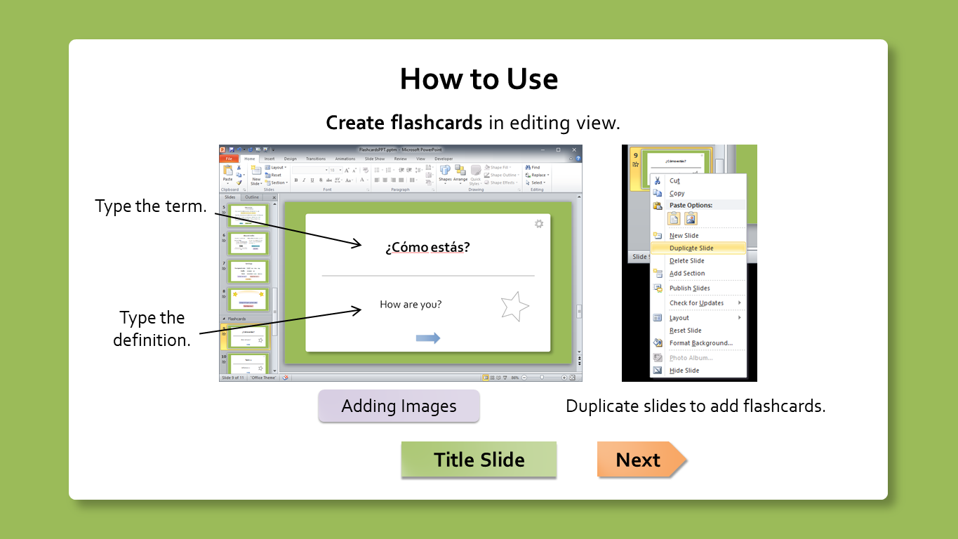 powerpoint - Flashcards for PowerPoint FlashcardsHowToUse