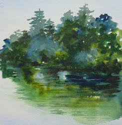 watercolor riverside pond painting everyday nel