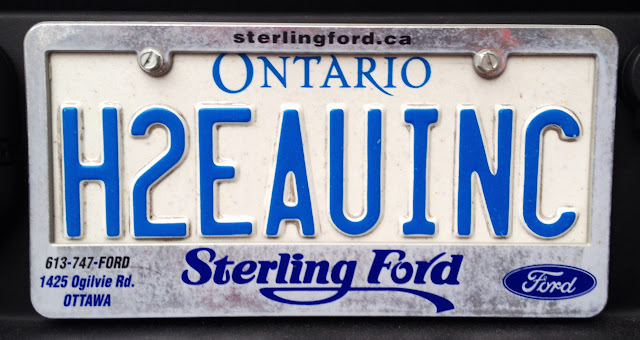 H2EAUINC Ontario personalized licence plate