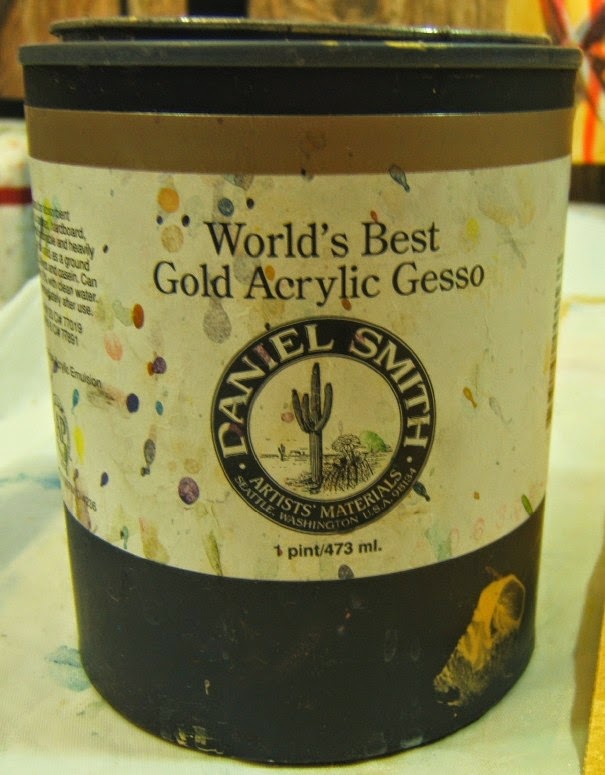 WATERCOLORS AND WORDS PAINTING ON GOLD GESSOED PAPER