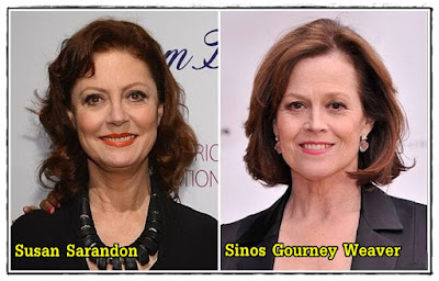 Celebridades Idênticas: Susan Sarandon e Sinos Gourney Weaver