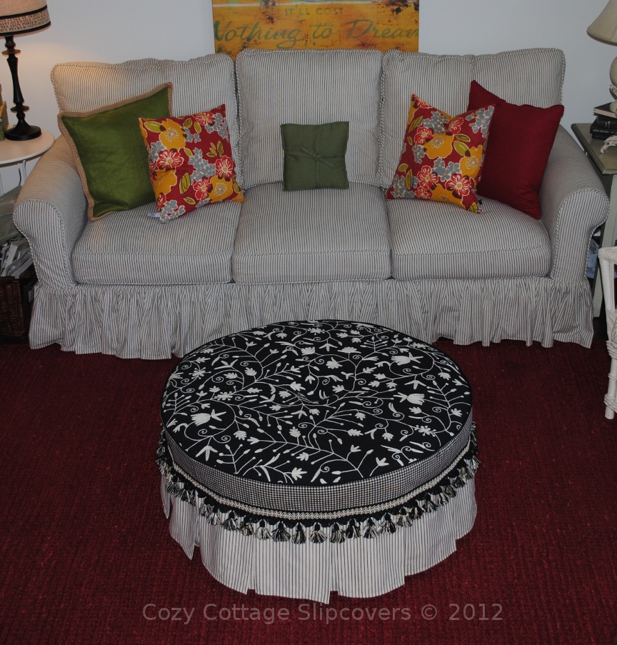 Cozy Cottage Slipcovers Round Ottoman Slipcover