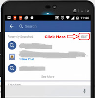 how to delete facebook search history on android phone
