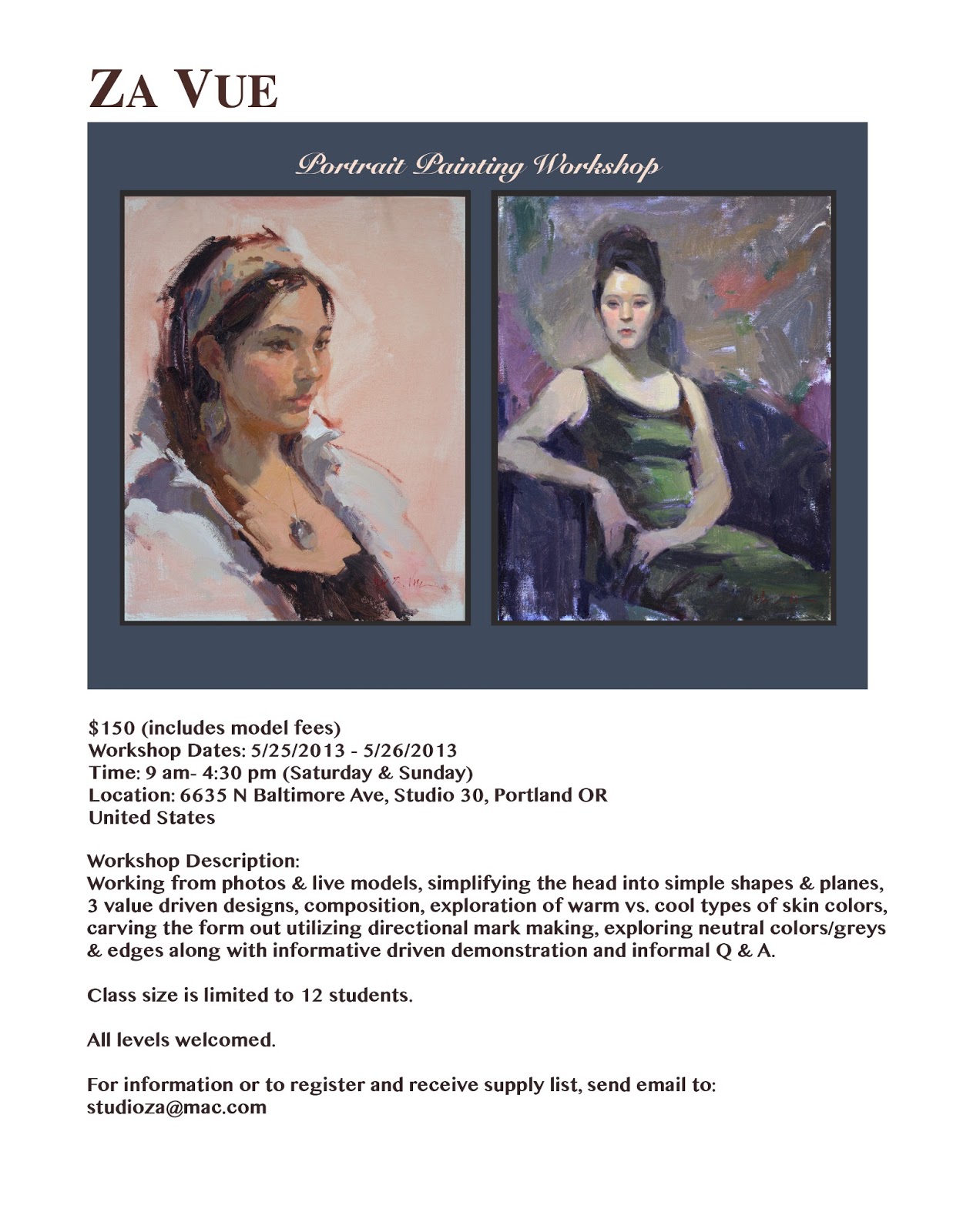 Studio Za : Portrait Painting Workshop