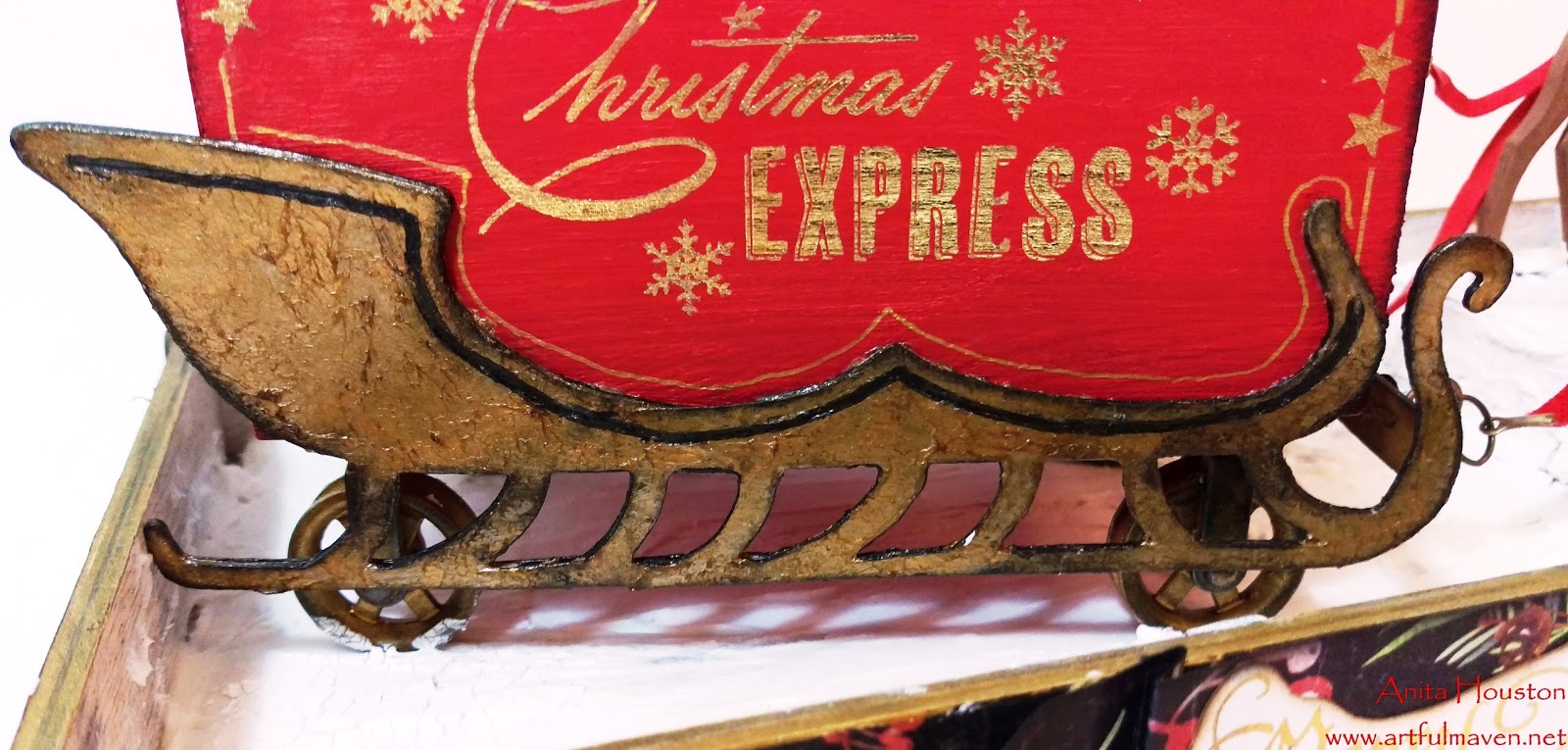Sleigh petaloo christmas altered The Artful Maven: Santa's Sleigh Christmas Card Holder