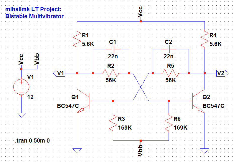 Bistable Multivibrator Circuit Using 555