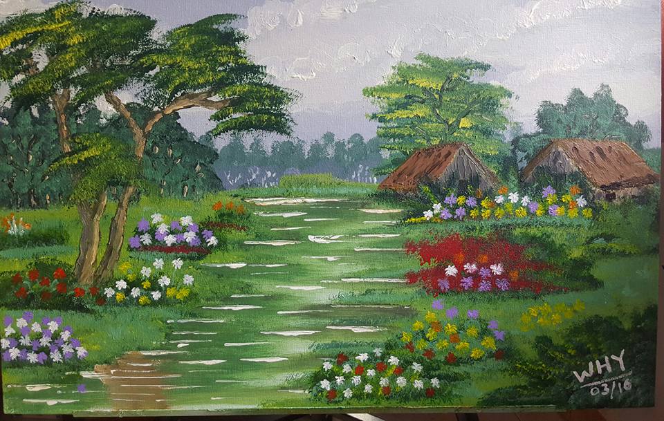 Galeri Lukisanku - My Painting Gallery: Rumah Kecil di Tepi Sungai