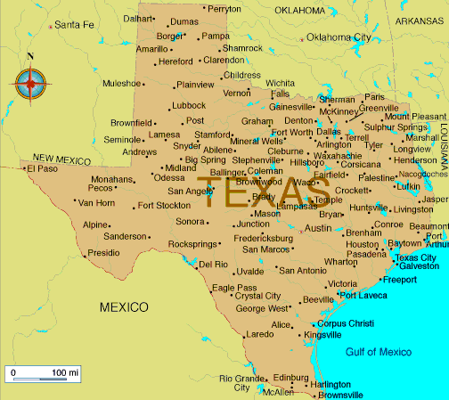 Map Of Texas With Cities Mary W Tinsley