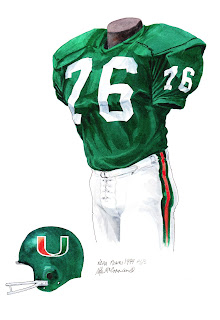 1974 University of Miami Hurricanes football uniform original art for sale