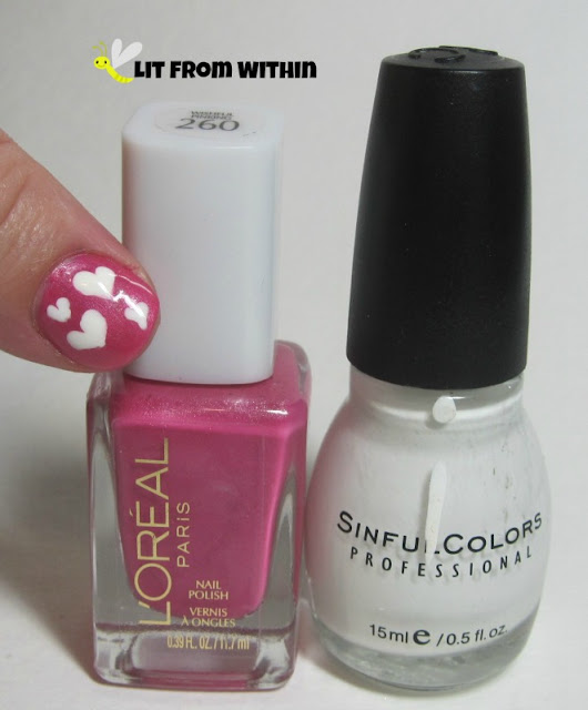 What I used:  L'Oreal Wishful Pinking, and Sinful Colors Snow Me White.