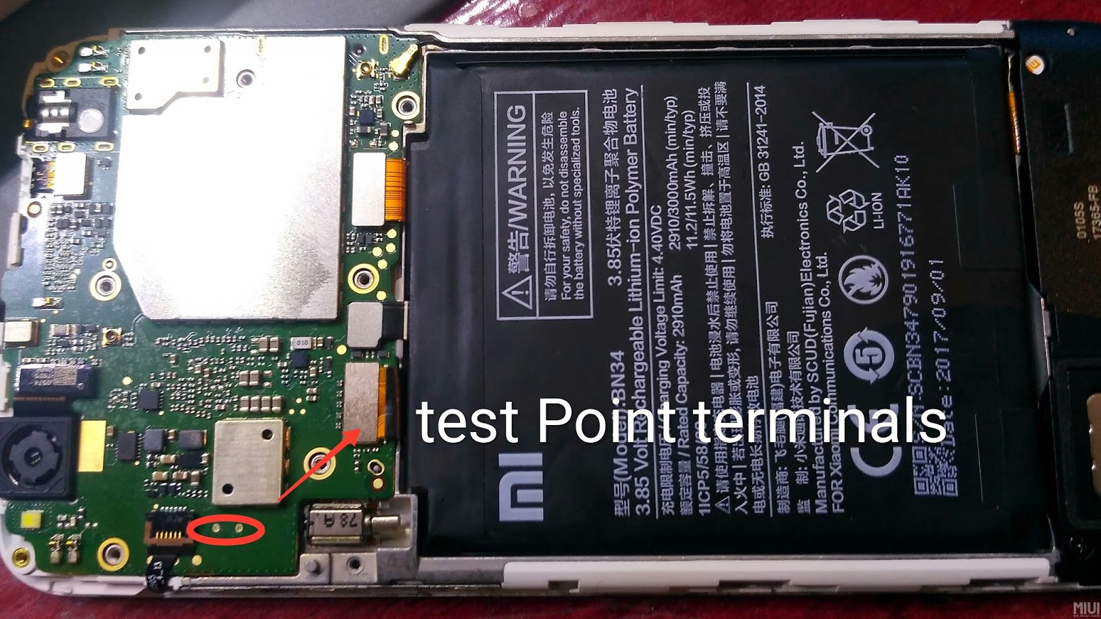 Redmi Note 5a Prime Test Point