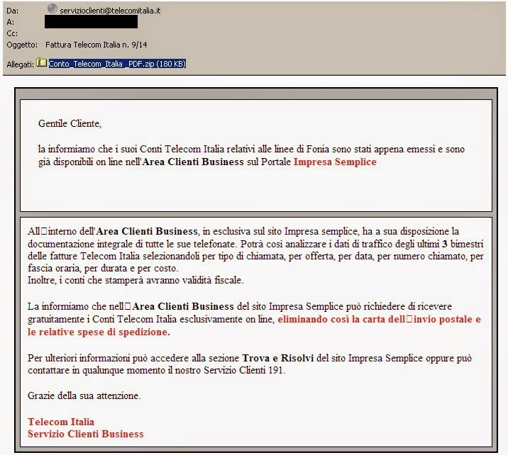 fatture telecom impresa semplice