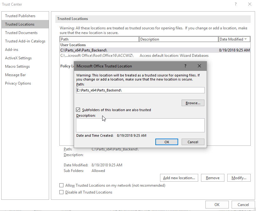 Parts Access Security Notice Fix