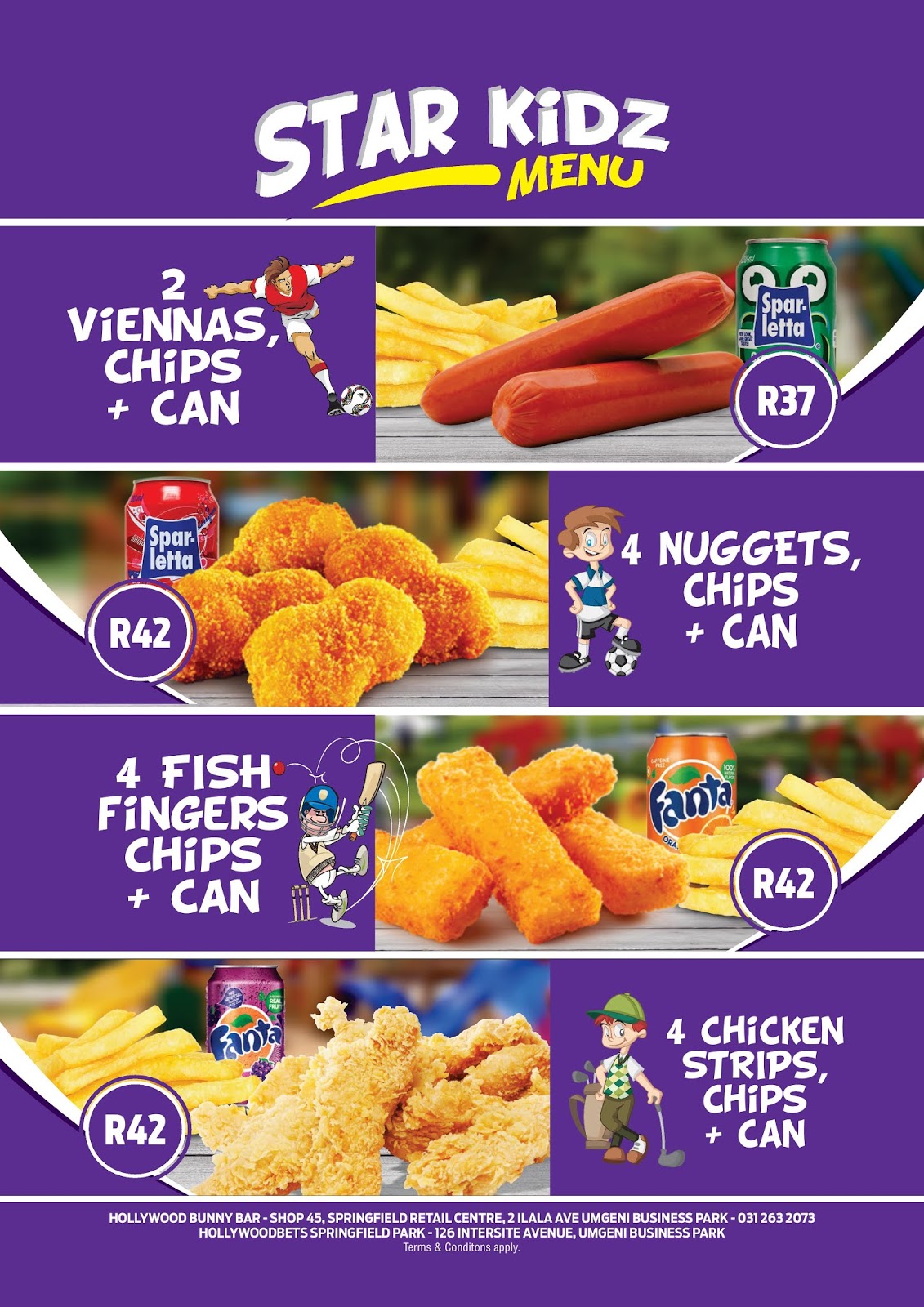 Hollywood Bunny Bar Menu - Star Kidz Menu Hollywood Bunny Bar Menu - Star Kidz Menu - Kiddies Menu - Childrens Menu