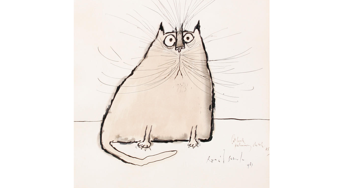 Attempted Bloggery Ronald Searle Cat Book Preliminary Sketch