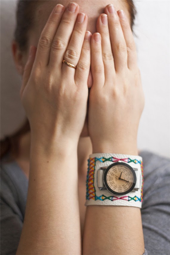 Elegant Jewelry Beads and Accessories DIY Embroidered Leather Wrist Watch