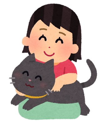 猫と女の子のイラスト（ペット）