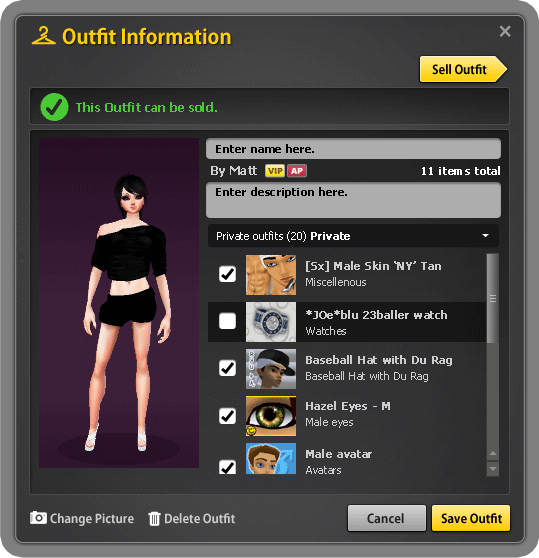 IMVU store: Sell Your IMVU Outfits