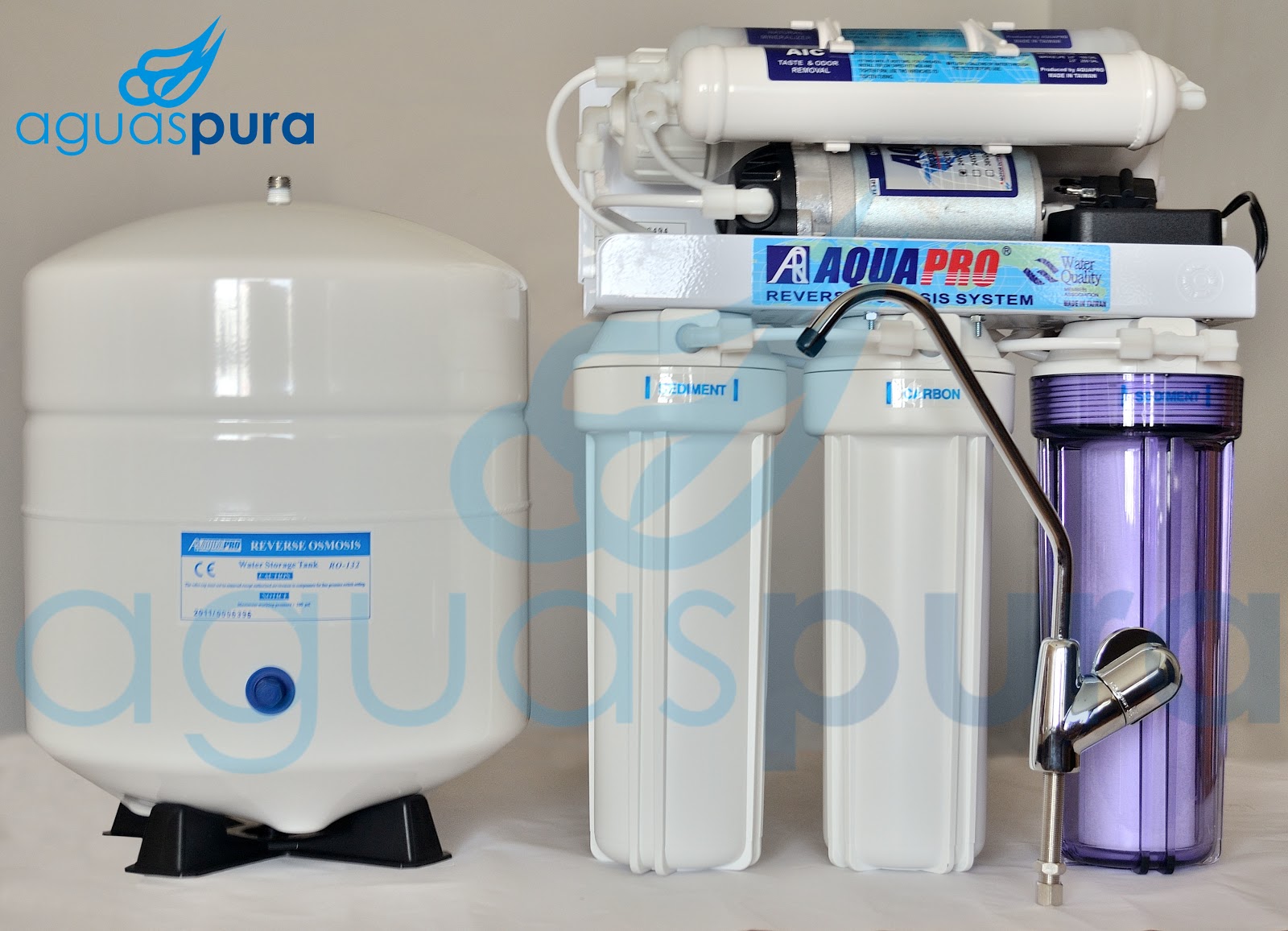 Aguas Pura (Ósmosis Inversa) Filtro de agua por Osmosis Inversa 6 etapas AQUAPRO AP600P