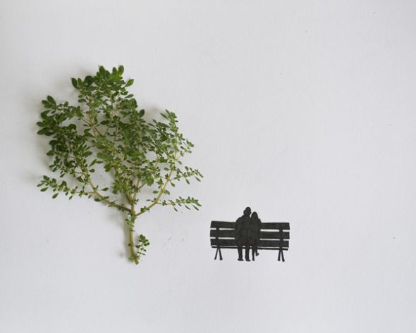 Tang Chiew Ling ilustrações design fashion lirico folhas de plantas Sob uma árvore