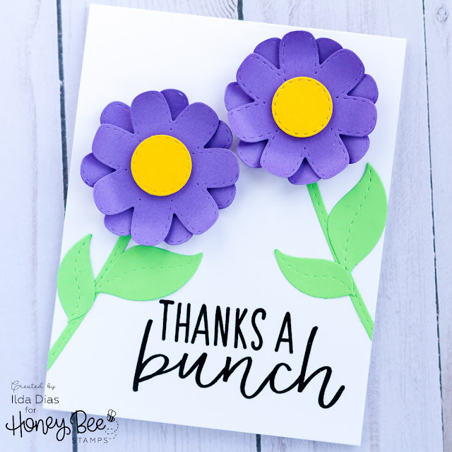 CAS Stitched Flower Card Set for Honey Bee Stamps Happy BEE Day Release Preview by ilovedoingallthingscrafty.com
