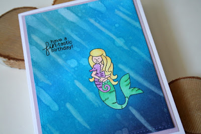 Mermaid Ocean with Sun Rays Card featuring Newton's Nook Designs Mermaid Crossing