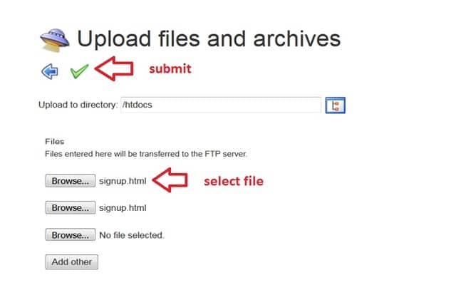 Selecting Files to Upload