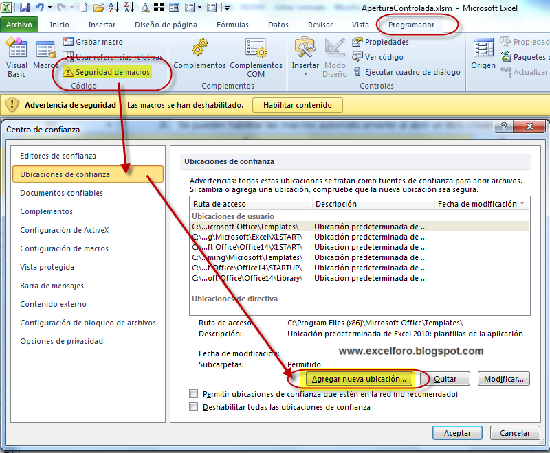 Habilitar macros en Excel 2013-2010-2007