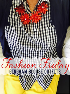 Fashion Friday - Navy and White Gingham blouse Thestylesisters.blogspot.com