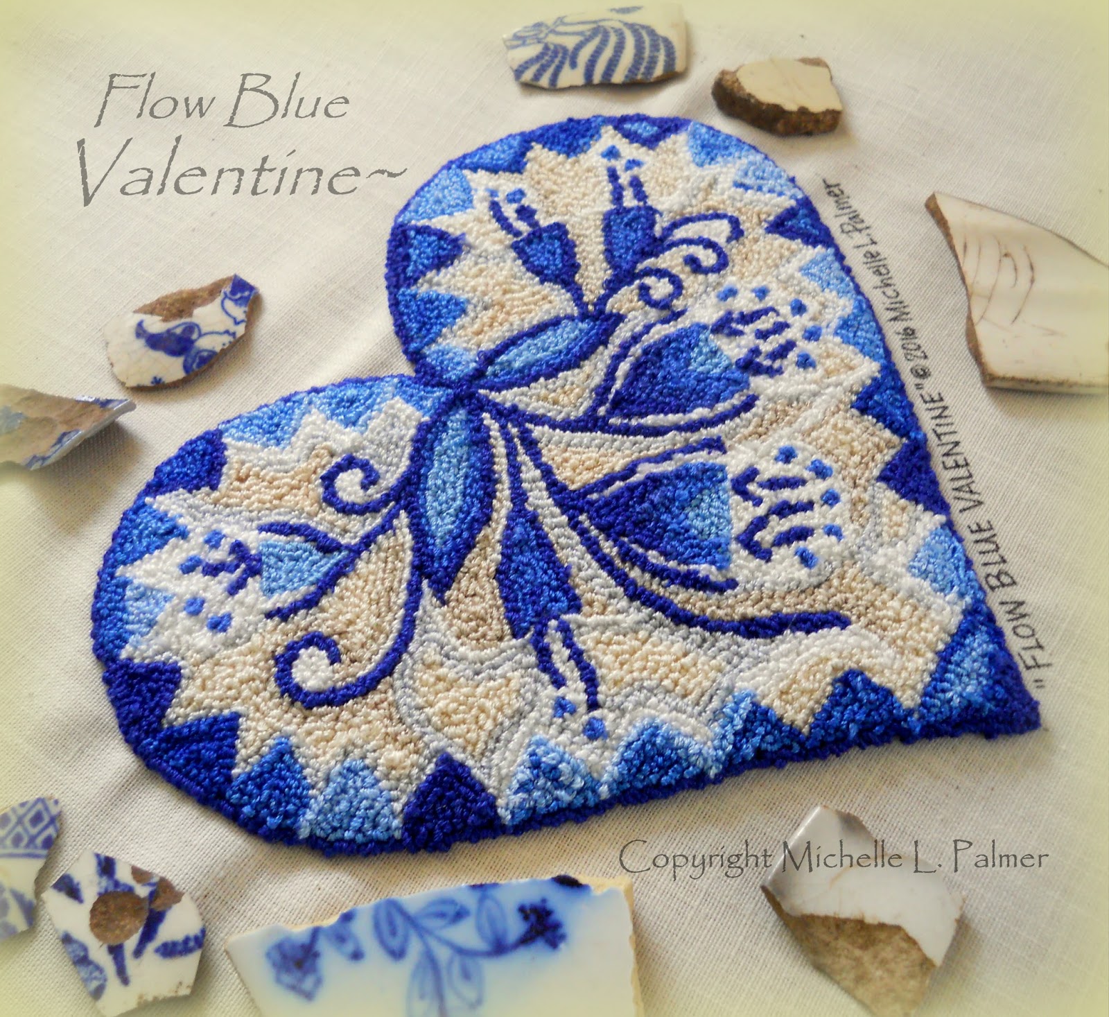 Michelle Palmer Flow Blue Punch Needle Heart