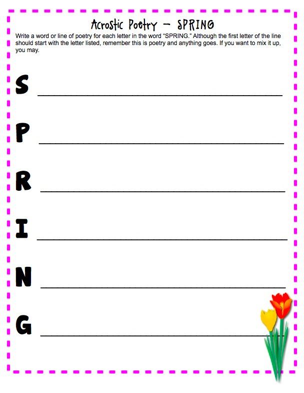 spring writing template