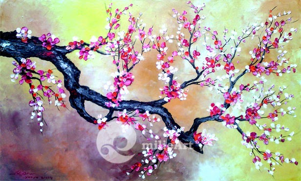 lukisan bunga sakura
