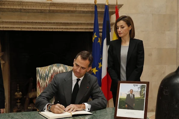 King Felipe and Queen Letizia of Spain signed the book of condolence over the terrorists attacks that took place on November 13 in the French capital, Paris.